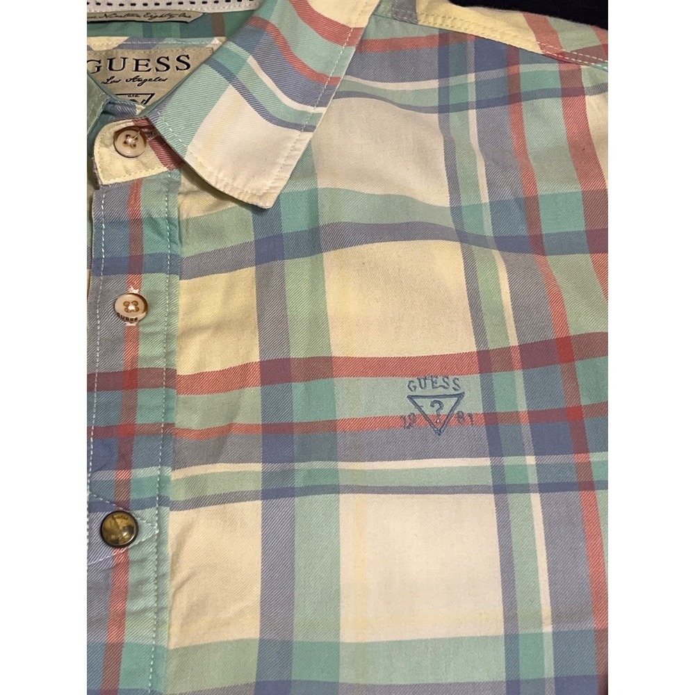 Guess Los Angeles 1981 Men's Button Down Plaid Shirt Easter Slim Fit Size XL - Picture 5 of 11